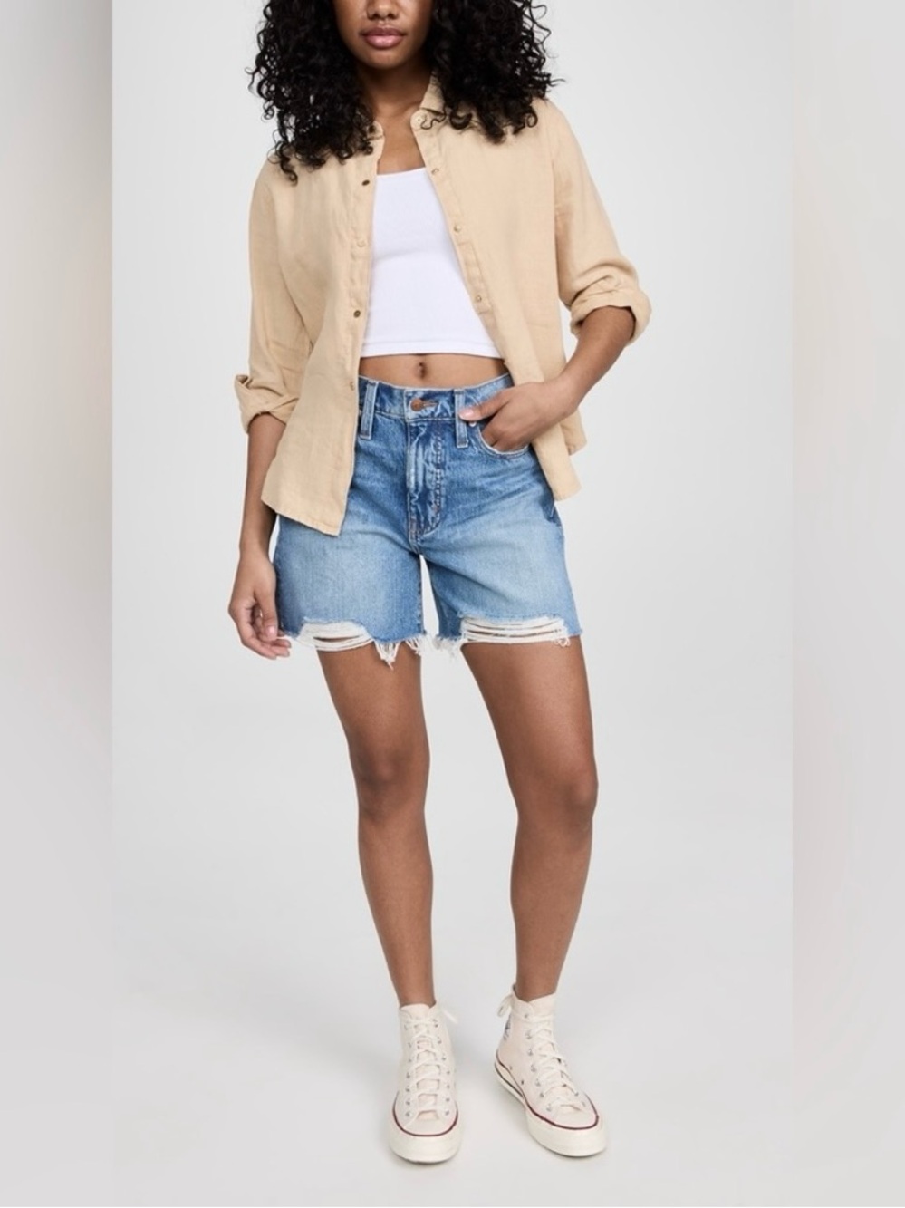 MADEWELL Relaxed Distressed Mid-Length Denim Jean Shorts Size 29